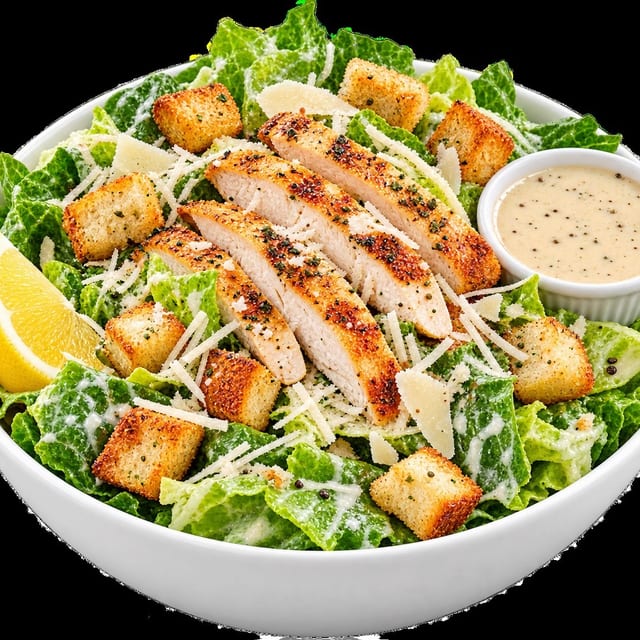 CHICKEN CAESAR SALAD.