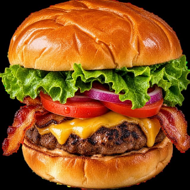 BBQ BACON & CHEDDAR BURGER.